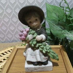 NIB Enesco Girl With Roses Figurine